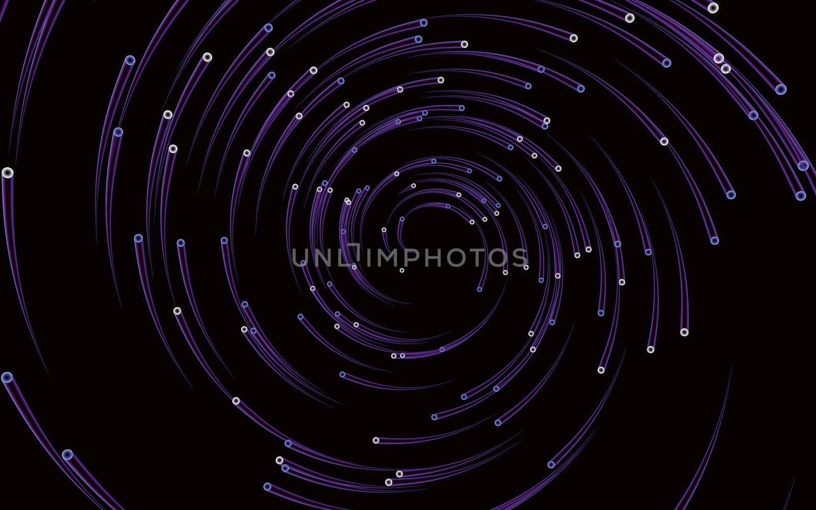 Abstract blue-violet background with a magic swirl of small glowing worms. Beautiful design of rotation frame. Mystical portal. Rotating lines. Glow ring. Magic neon light. Spiral glint lines.