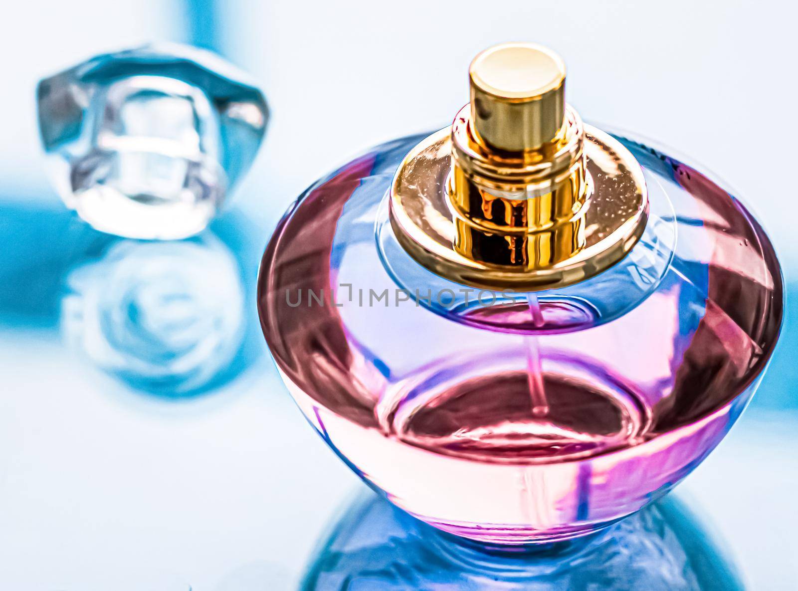 Perfume bottle on glossy background, sweet floral scent, glamour fragrance and eau de parfum as holiday gift and luxury beauty cosmetics brand design by Anneleven