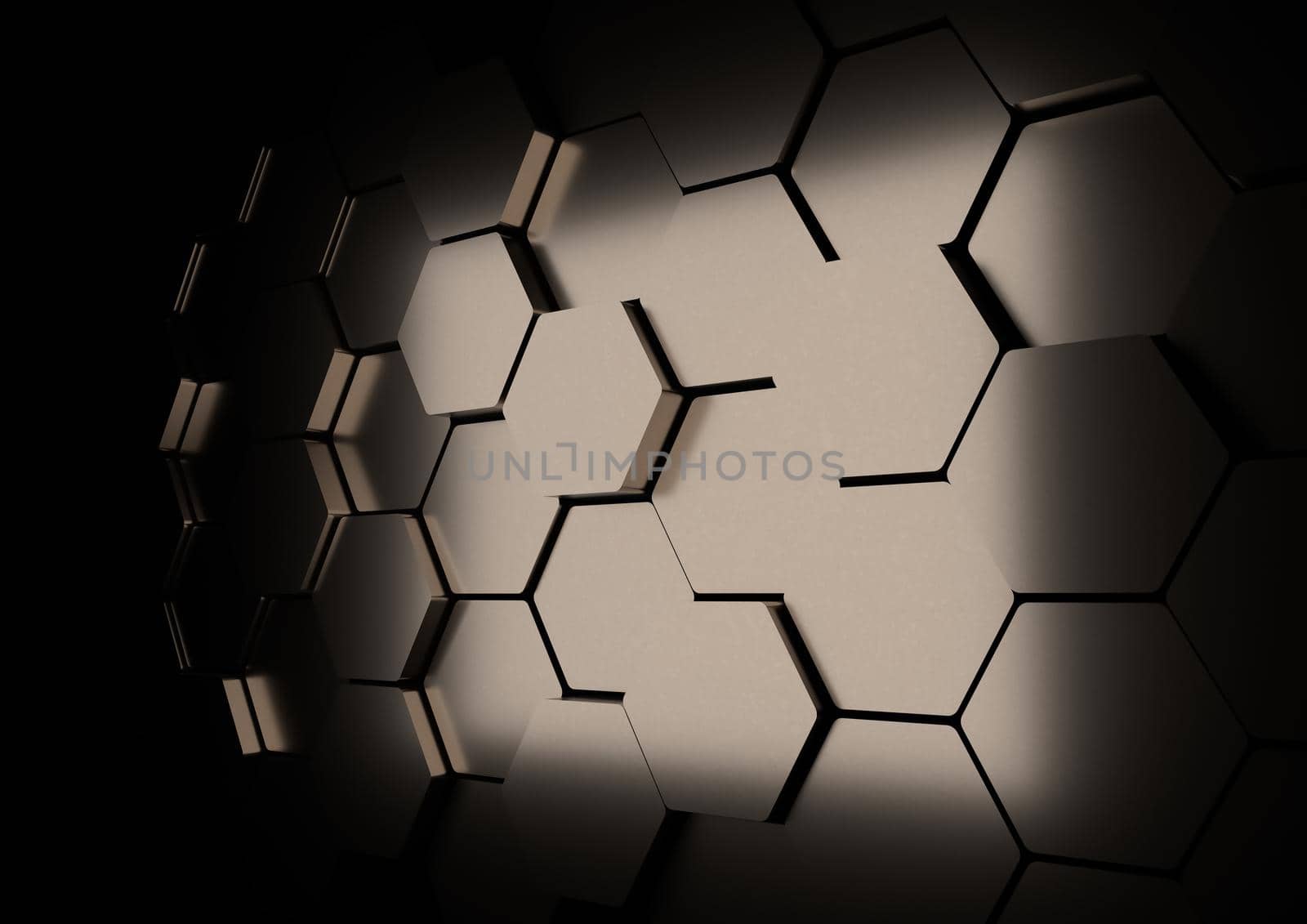 Abstract hexagonal background. Futuristic technology concept. Mosaic wall by clusterx