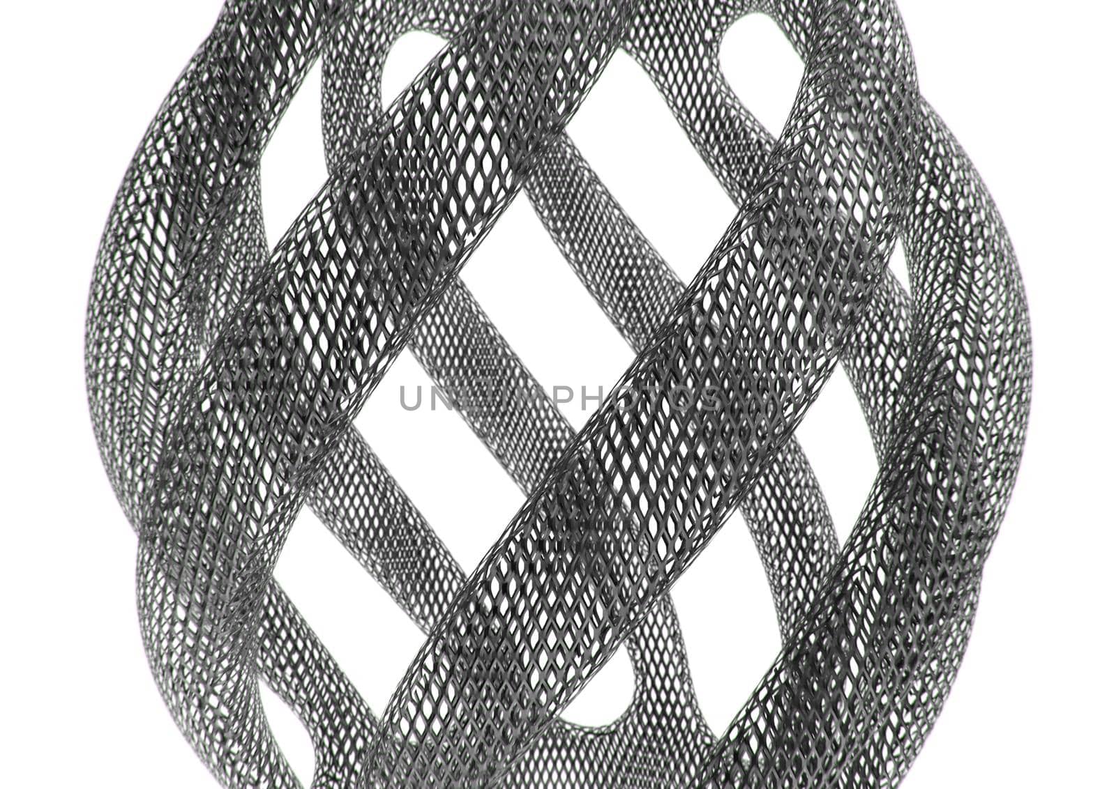 Abstract twisted tubes made of metal mesh netting by clusterx