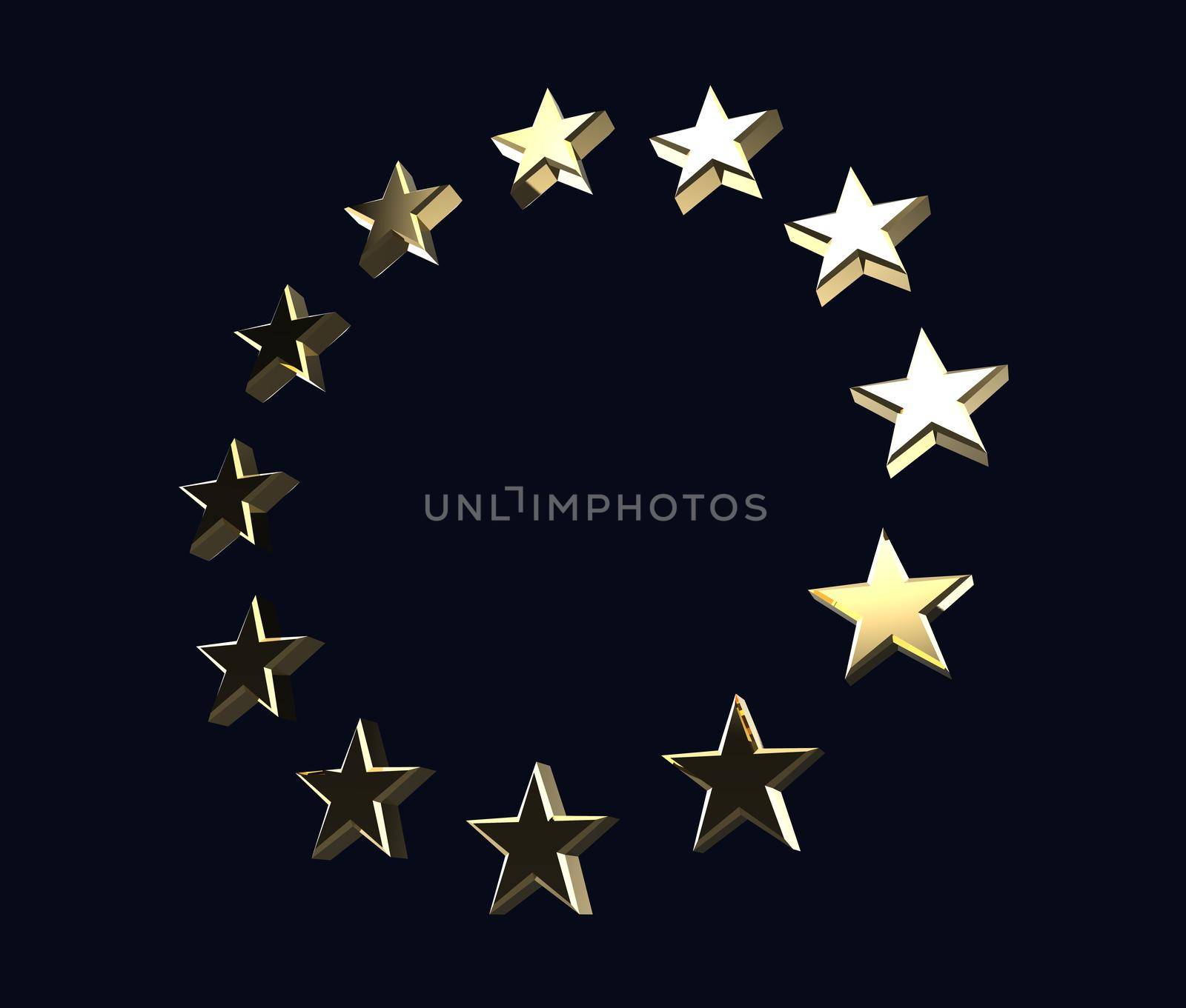 3D European Union logo stars on dark background by clusterx