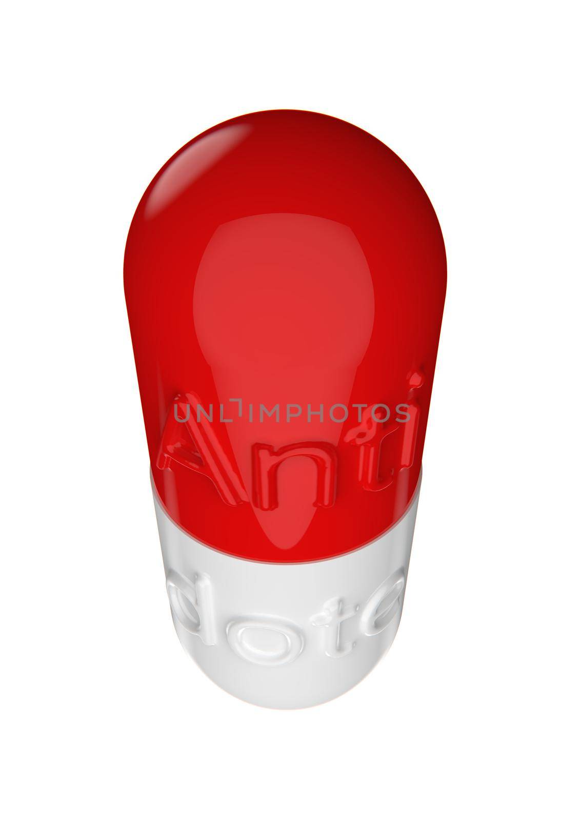 Red and white capsule with the inscription Antidote isolated on a white background by clusterx