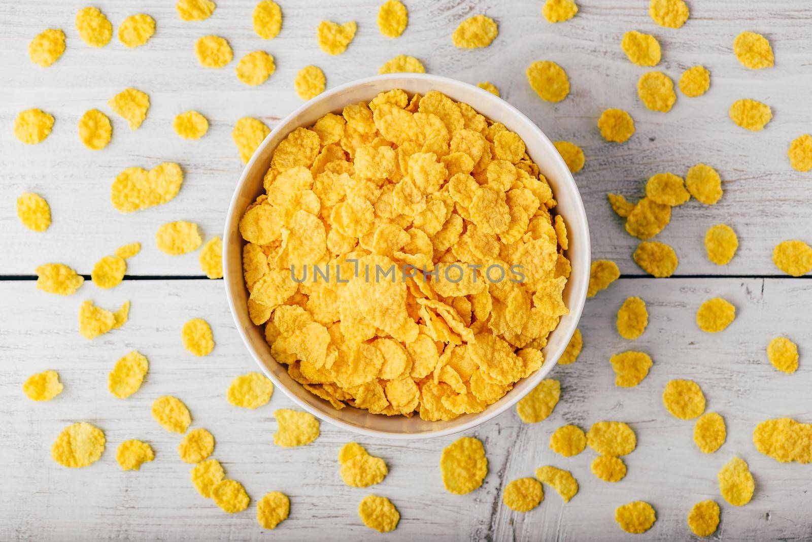 White bowl of corn flakes by Seva_blsv