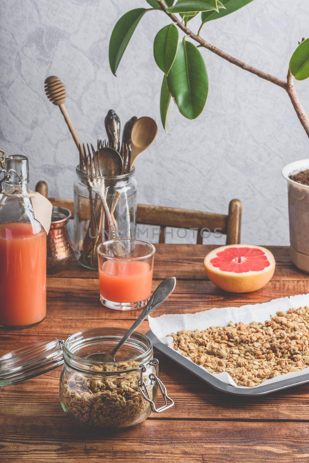 Homebaked granola with juice by Seva_blsv