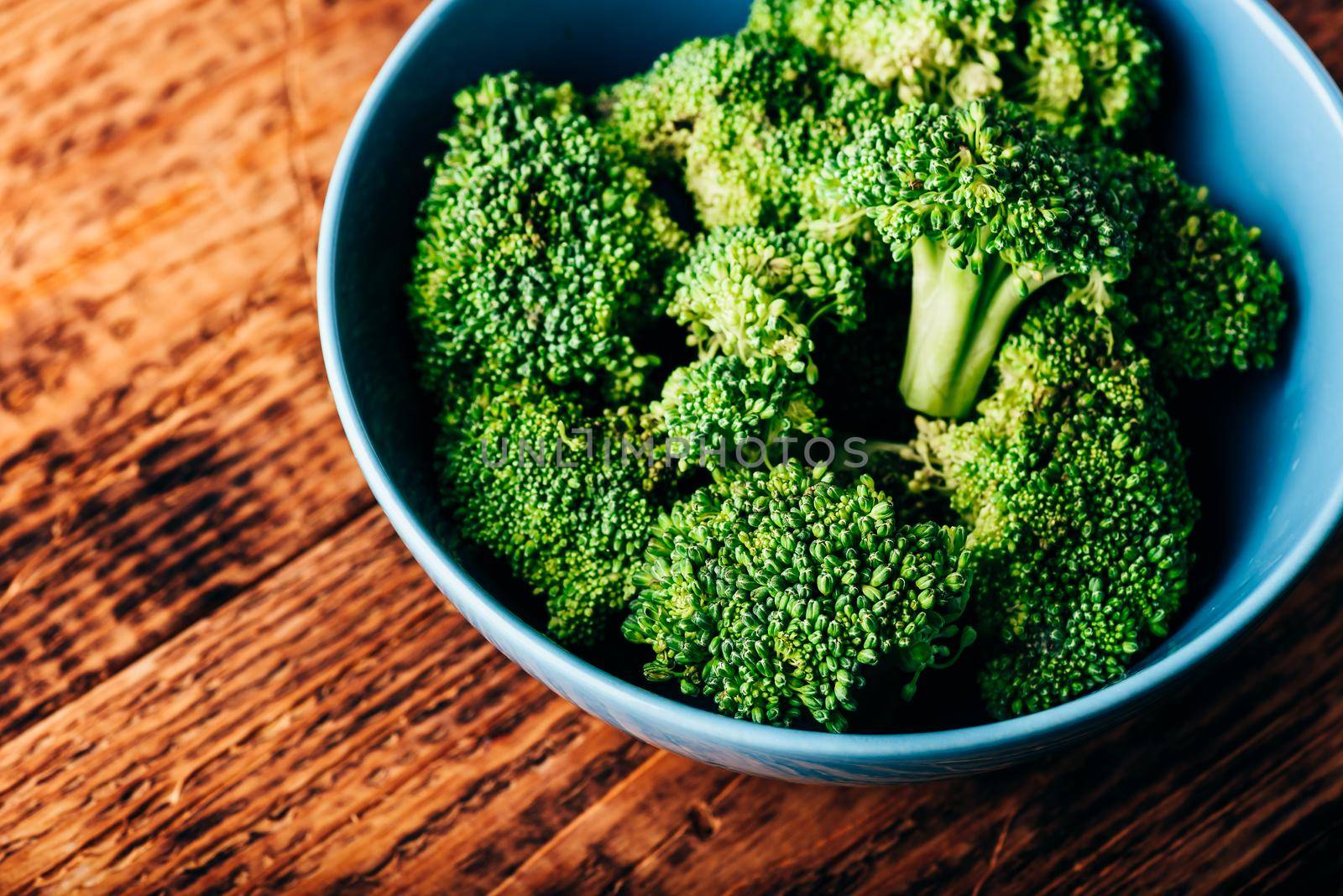 Fresh broccoli in bowl ready to be prepared for a recipe