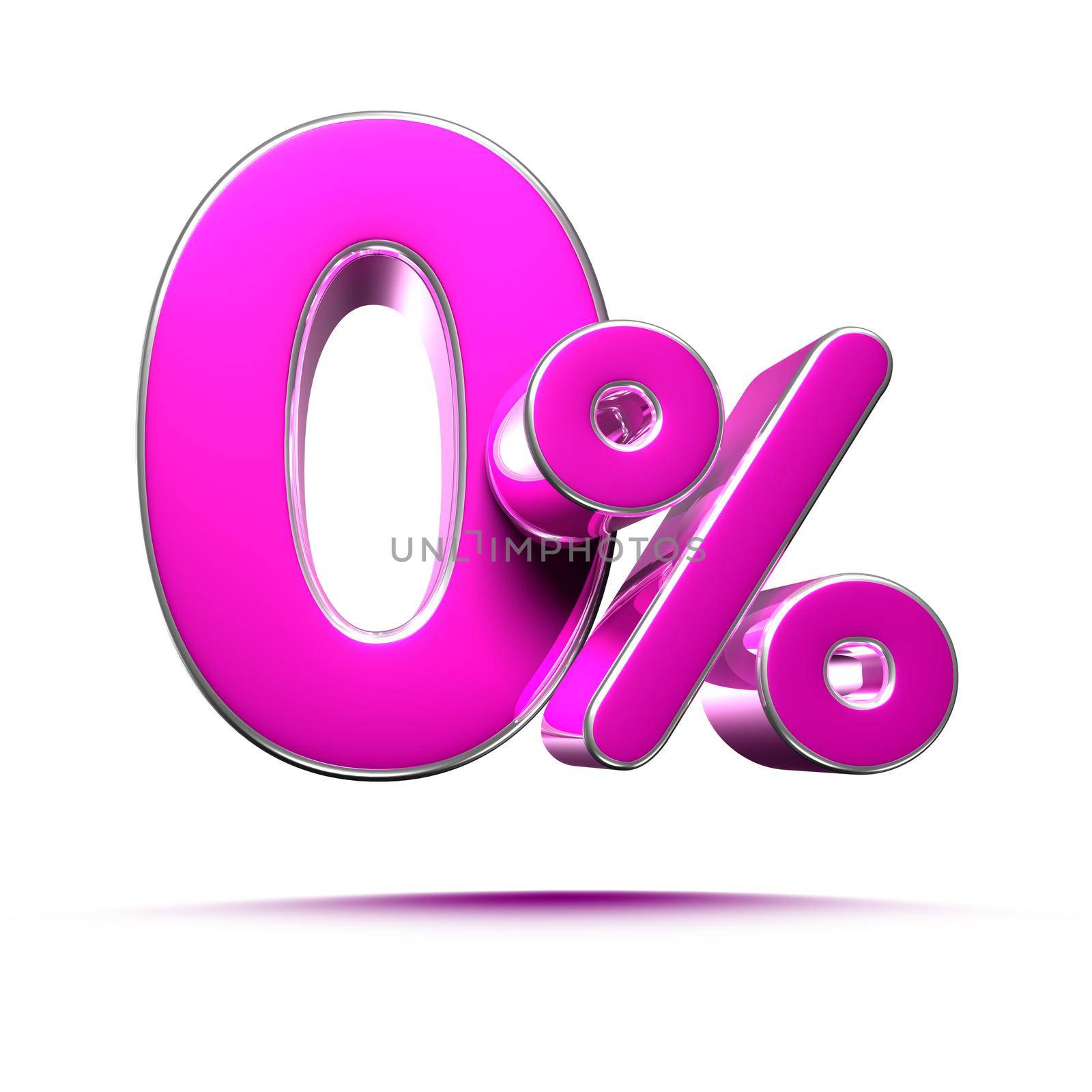 Pink 0 Percent 3d illustration Sign on White Background, Special Offer 0% Discount Tag, Sale Up to 0 Percent Off,share 0 percent,0% off storewide.With clipping path.