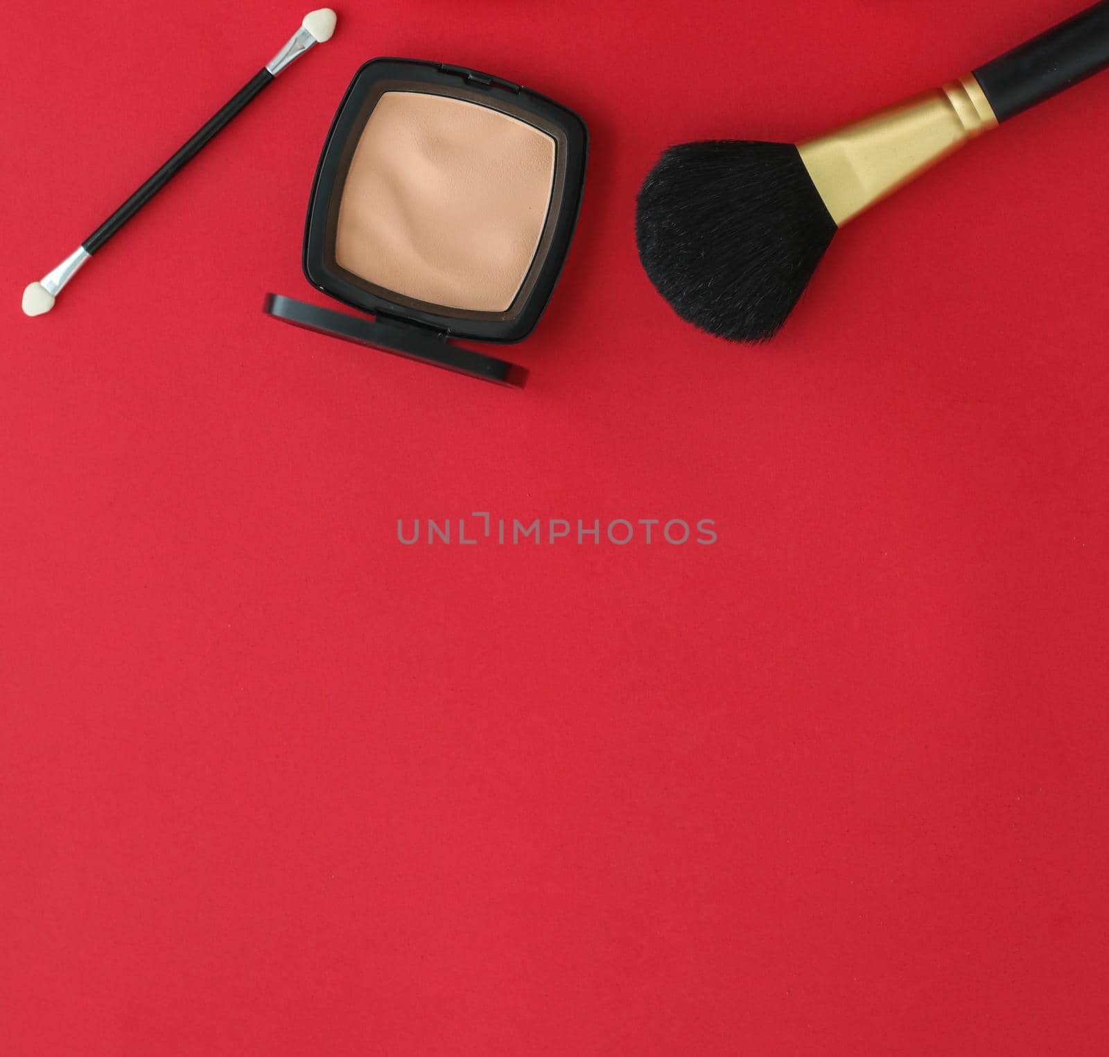 Make-up and cosmetics product set for beauty brand Christmas sale promotion, luxury red flatlay background as holiday design by Anneleven