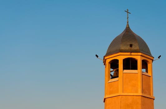 The bell tower of St. Nicholas Church in Odessa seaport. Odessa. Ukraine.