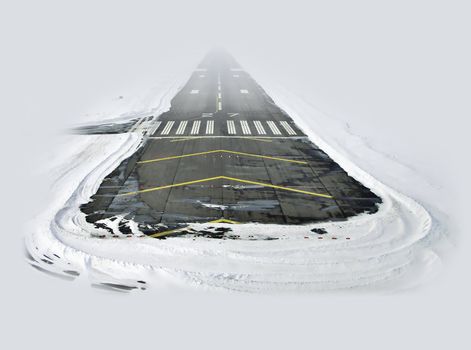Landing in Sofia Airport during winter.