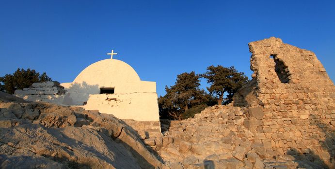 The Chaple situated within Monolithos Castle in Rhodes in Greece