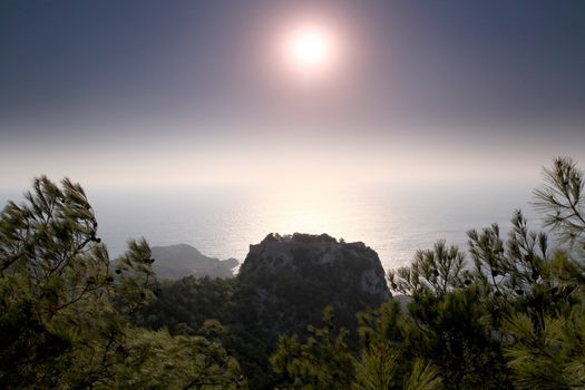 Monolithos Venitian Castle on the west coast of Rhodes in Greece