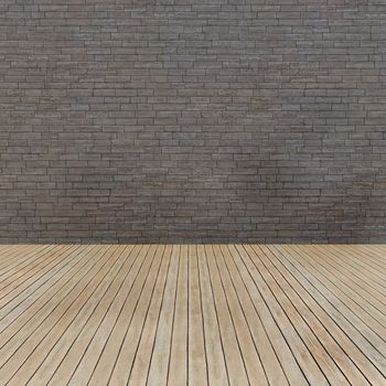 Wood floor and grunge brick wall interior