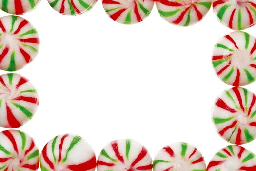 A colorful chewy peppermint candy on a white background