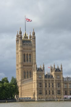 Palace of Westminster with Thames in foreground