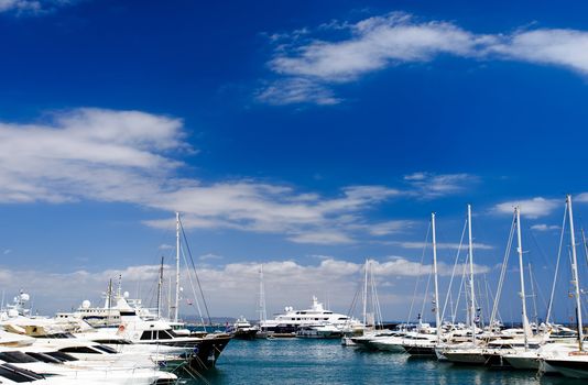 Marina in Palma de Mallorca city from Majorca Balearic island on Spain