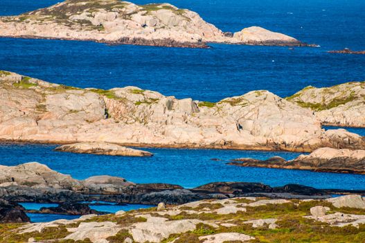 Rocky coast and islands in the distance, norway