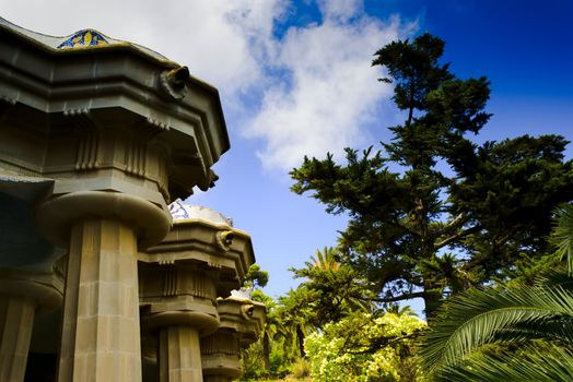 BARCELONA, SPAIN - JULY 13: The famous Park Guell on July 13, 2012 in Barcelona, Spain. Park Guell is the famous park designed by Antoni Gaudi and built in the years 1900 to 1914