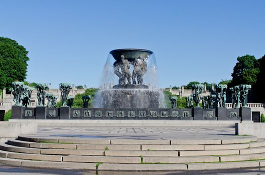 OSLO, NORWAY - JUNE 21: The Frogner Park contains the world famous Vigeland Sculpture Park (Vigelandsanlegget) designed by Gustav Vigeland, Oslo, Norway on June 21, 2012