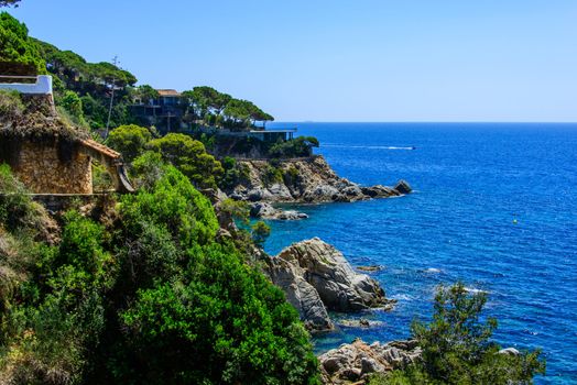 View on a sea and houses at Costa Brava