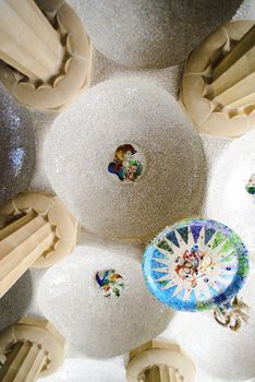 Ceiling at park Guell in Barcelona made by Gaudi