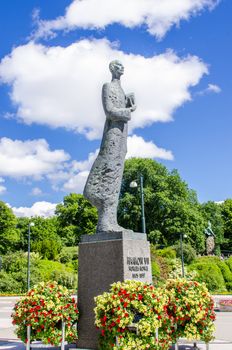 OSLO, JUNE 19: Statue of King Haakon VII of Norway on June 19, 2012.  In Norway, Haakon is regarded as one of the greatest Norwegians.