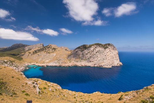 Romantic view of the bay Formentor at Majorca, Spain. Panorama