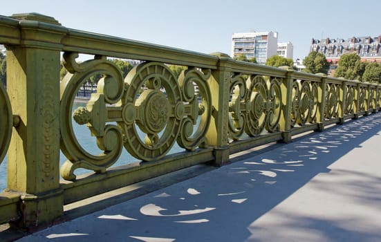 Mirabeau bridge, rail of 19 th century  Paris France