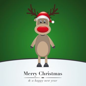 reindeer red nose and santa claus hat