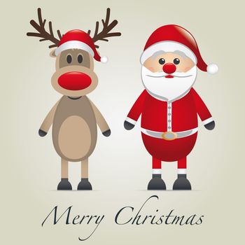 reindeer and santa claus merry christmas type