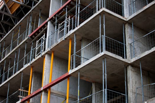 Low angle view of a building under construction.