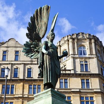 The Angel From Edward VII's Memorial in Parade Gardens in Bath, Somerset.