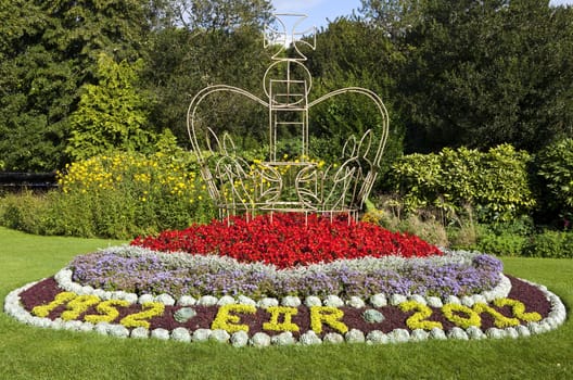 Flowers commemorating Queen Elizabeth's Diamond Jubilee in Parade Gardens, Bath.