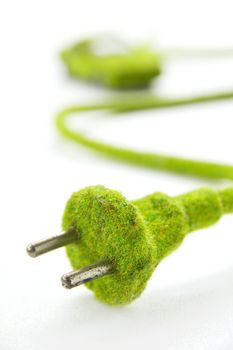 green electric plug with eco car icon, save energy concept