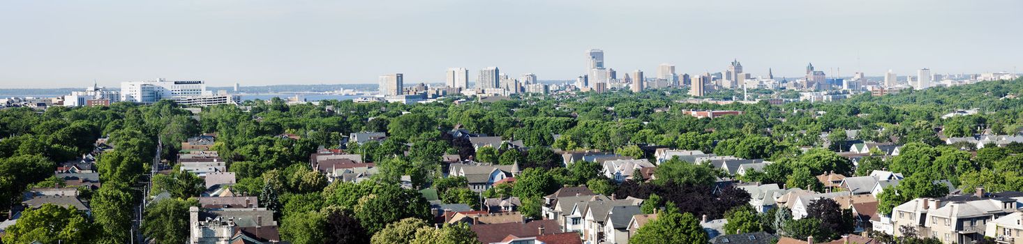 Distant view of downtown Milwuakee - panorama.