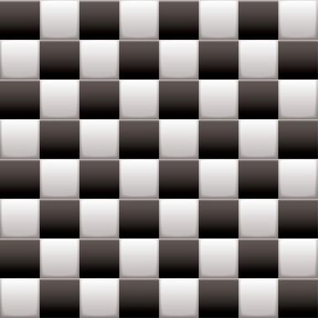 Black and white 3d checkered flag background with seamless tile repeat