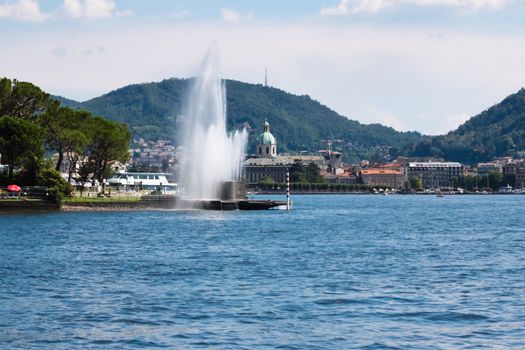 Beautiful fountain on the Como lake in Italy