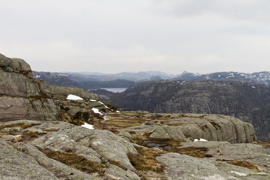 rough, rural landscape in the mountains of norway