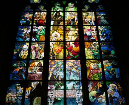 Stained glass window of St. Vitus Cathedral