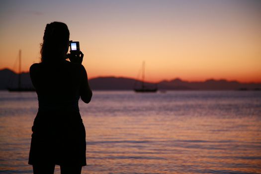 Sunset in Datca with sailboats