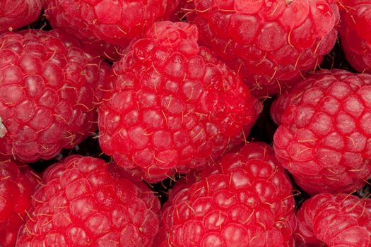 Heap of raspberry in a high angle view