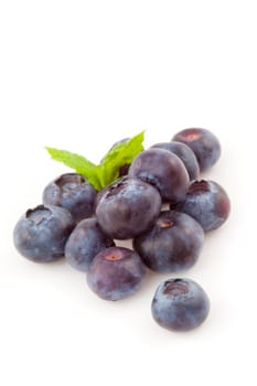 Blueberries against a white background