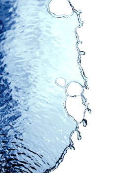 Abstract blue splashing water on white background