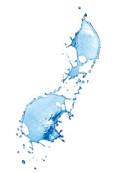 Abstract blue splashing water on white background