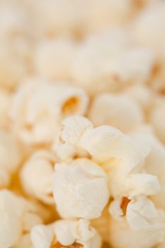 Close up on a lot of blurred pop corn