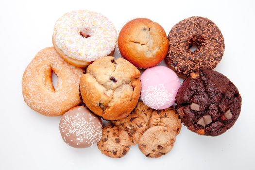 Choice of pastry against a white background