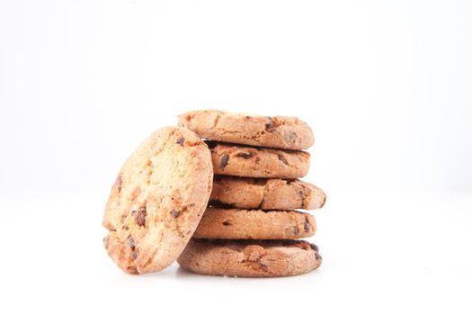 Stack of cookies against white background