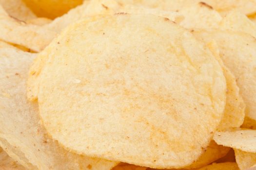 Close-up of crisps in studio shot 