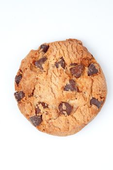 Extreme close up of a cookie against a white background