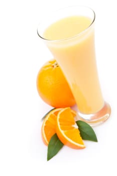 Fresh orange juice against a white background