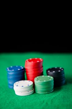 Circle of  chips against a black background